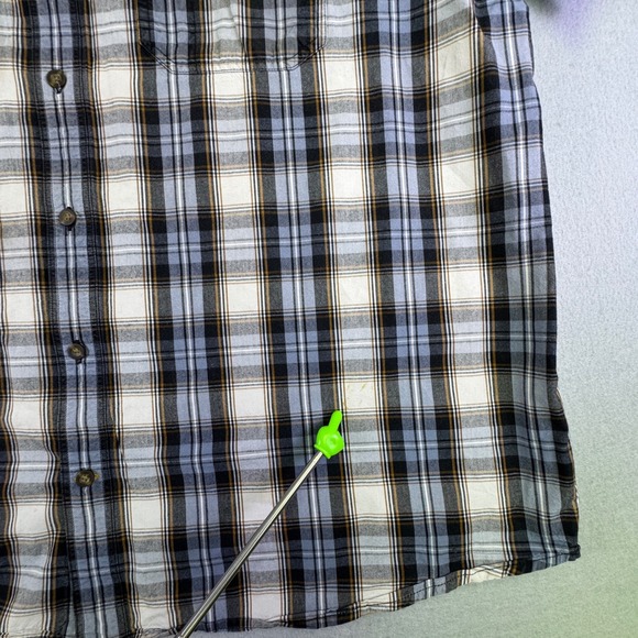 Carhartt Mens 3XL Relaxed Fit Plaid Short Sleeve Work Shirt Blue Brown - Picture 6 of 9